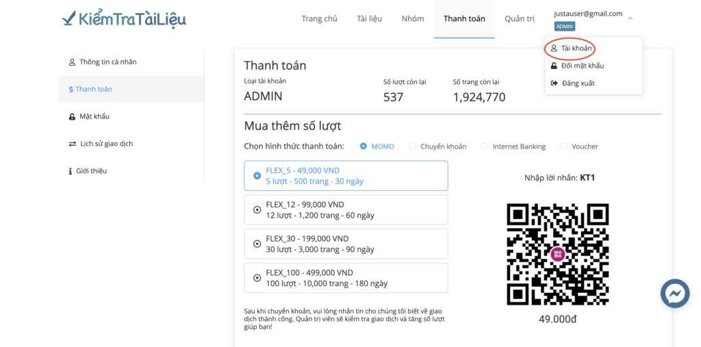 Chia sẻ nhận lượt kiểm tra trùng lặp, đạo văn miễn phí